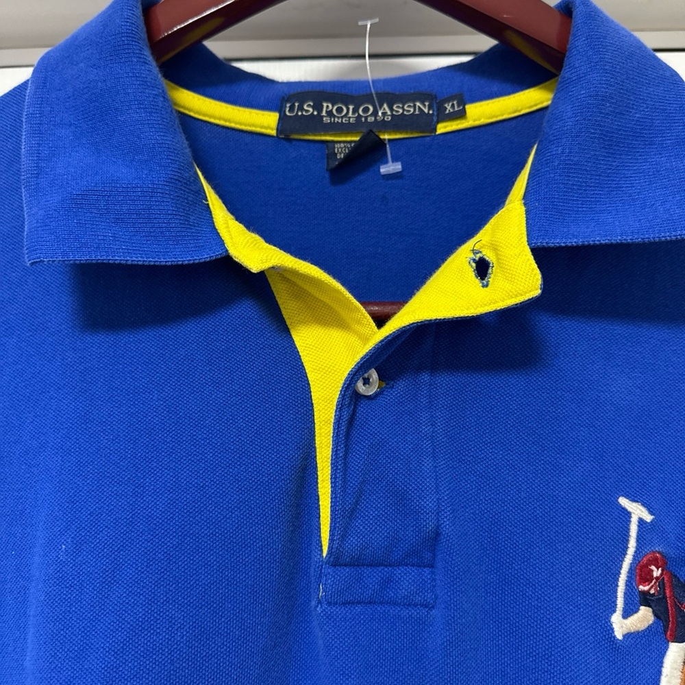 U.S. Polo Assn. Royal Blue Polo with Yellow  and Multicolor logo A25 - Picture 2 of 8